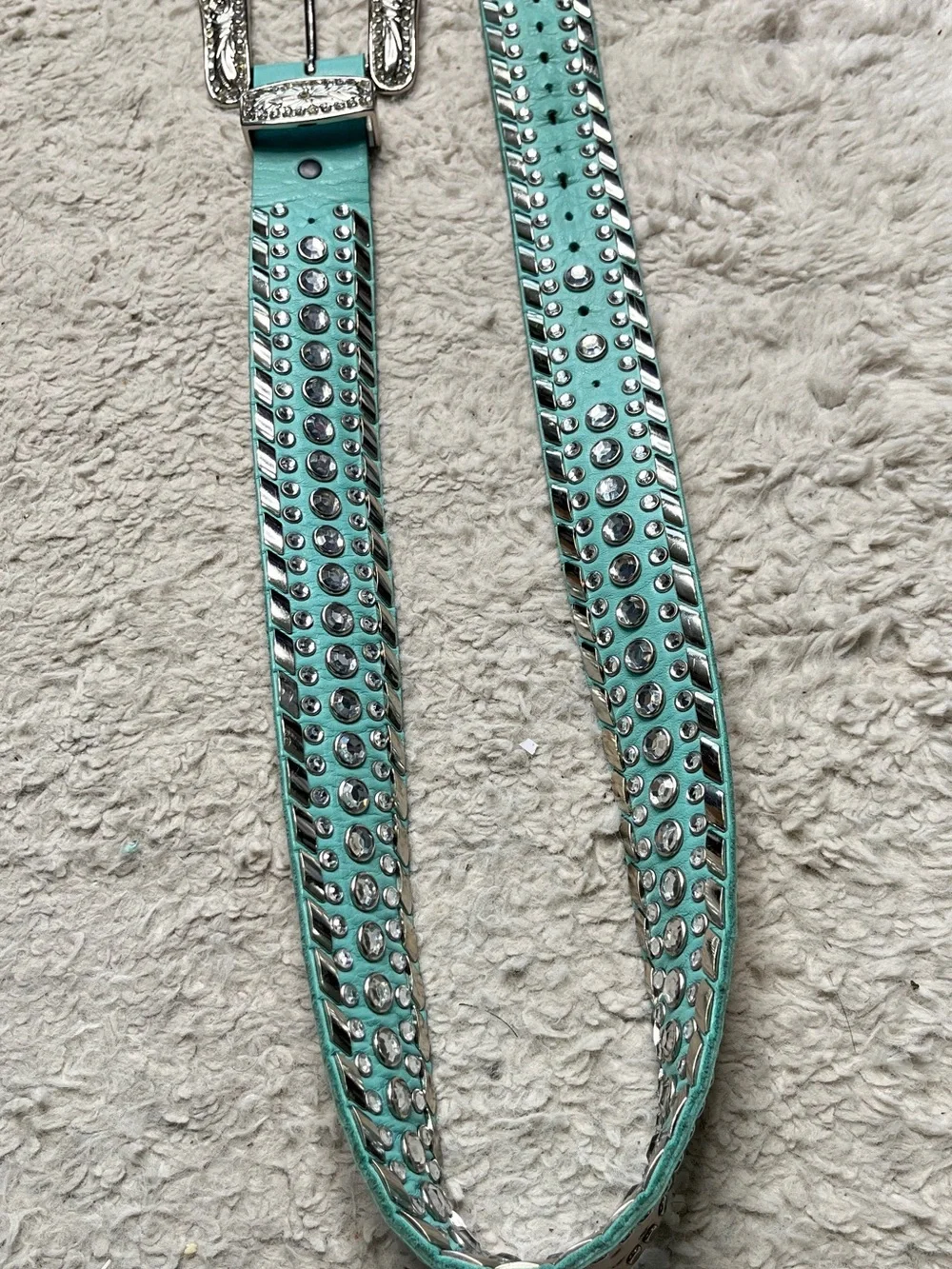 Leather turquoise belt sz medium